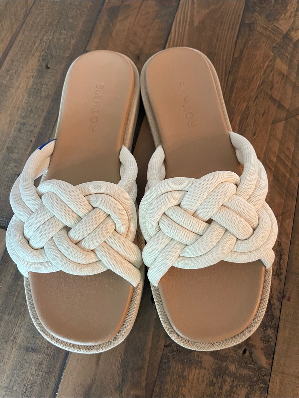 Rothy's Braided Knot Slide Sandals in Ivory